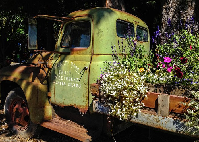 Truck Greeting Card featuring the photograph Rusty Truck with Flowers by Aashish Vaidya