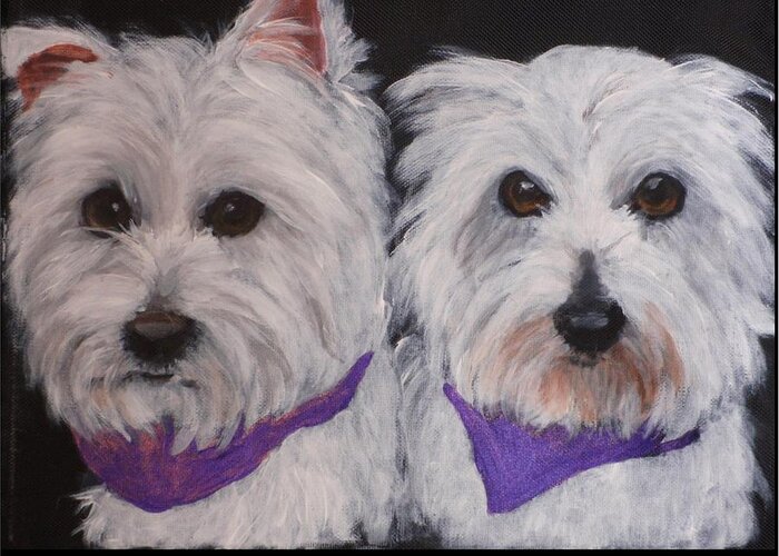 Highland West Terriers Greeting Card featuring the painting Ruthie and Ellie by Carol Russell