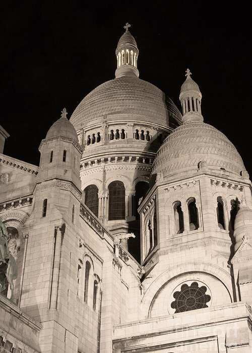 Sacre-coeur Greeting Card featuring the photograph Sacre Coeur by night III by Fabrizio Ruggeri