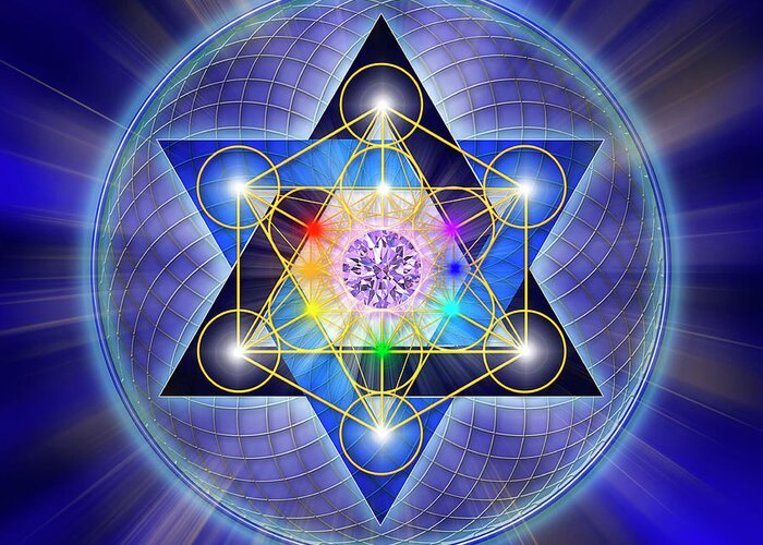 Endre Greeting Card featuring the digital art Sacred Geometry 15 by Endre Balogh
