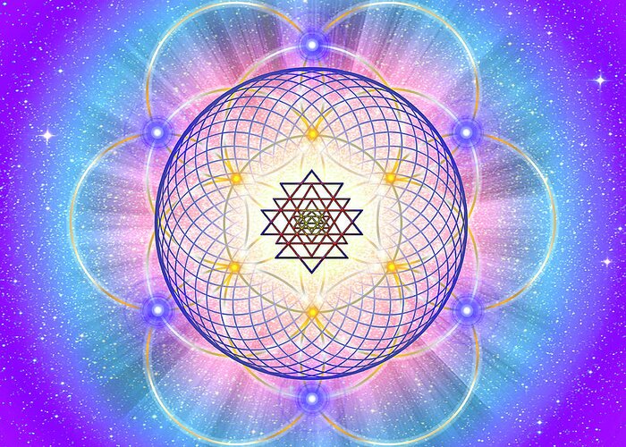 Endre Greeting Card featuring the digital art Sacred Geometry 21 by Endre Balogh