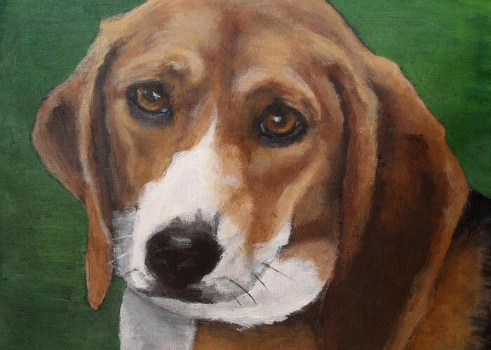 Beagle Greeting Card featuring the painting Sadie by Carol Russell