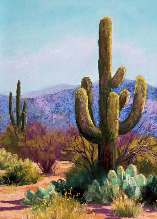Saguaro Greeting Card featuring the pastel Saguaro by Candy Mayer