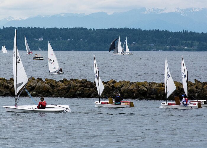 Puget Sound Greeting Card featuring the photograph Sail on by Robert Briggs