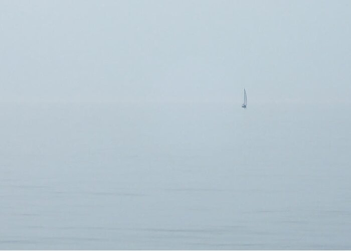 Holland Greeting Card featuring the photograph Sailboat in Fog by Lars Lentz