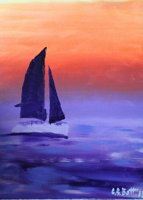 Sail Greeting Card featuring the painting Sailboat large 2015 by Candy Bott