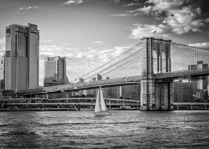 Nyc Greeting Card featuring the photograph Sailboat on the East River by Frank Mari