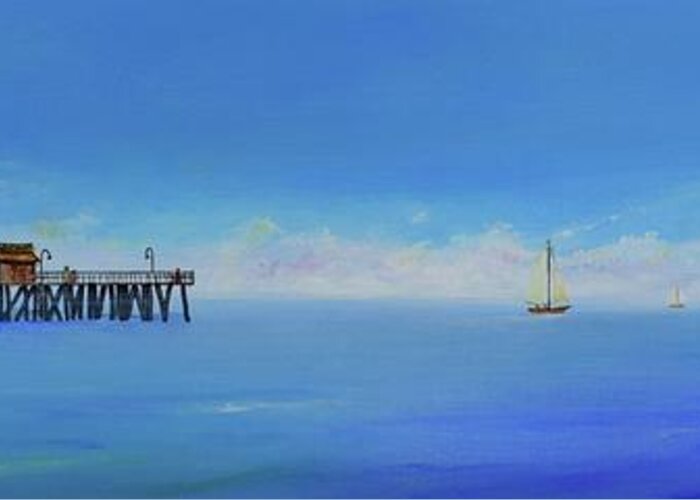 San Clemente Greeting Card featuring the painting Sailing By San Clemente by Mary Scott