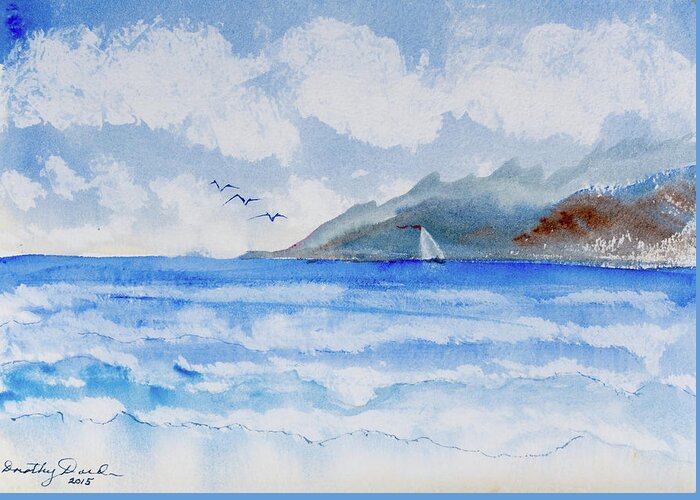 French Polynesia Greeting Card featuring the painting Sailing into Moorea by Dorothy Darden