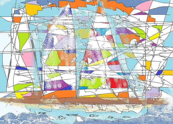 Abstract Greeting Card featuring the digital art Sailing by Jim Taylor