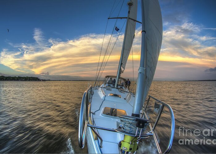 Sailing Yacht And Tropical Storm Ana Outflow Greeting Card featuring the photograph Sailing Yacht and Tropical Storm Ana Outflow by Dustin K Ryan