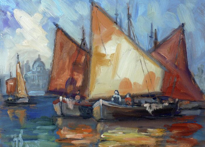 Sails Greeting Card featuring the painting Sails 2 - Venice by Irek Szelag