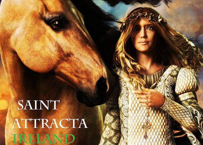 Saint Attracta Greeting Card featuring the painting Saint Attracta by Suzanne Silvir
