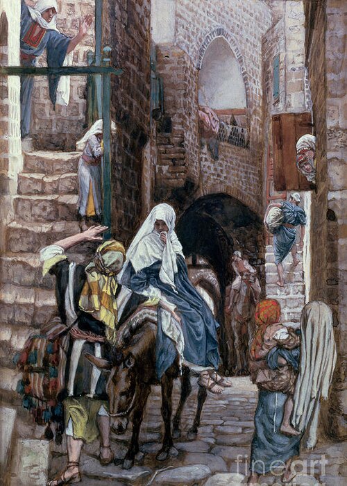Joseph Greeting Card featuring the painting Saint Joseph Seeks Lodging in Bethlehem by Tissot