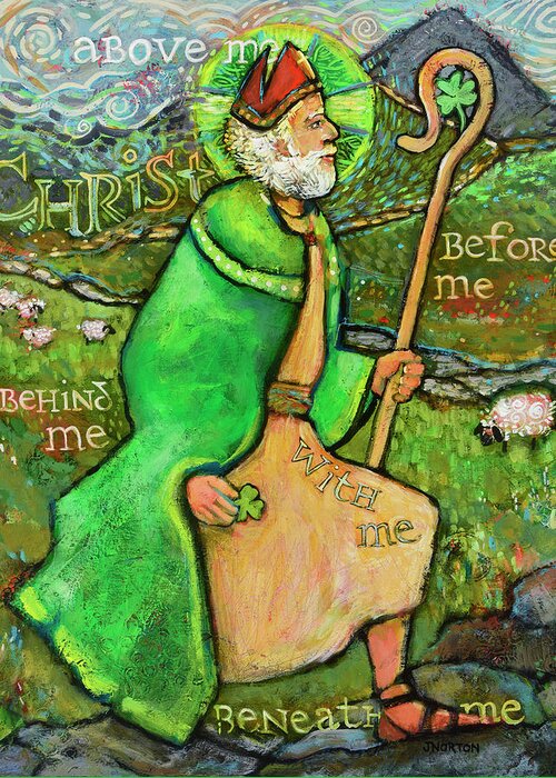 Jen Norton Greeting Card featuring the painting Saint Patrick by Jen Norton