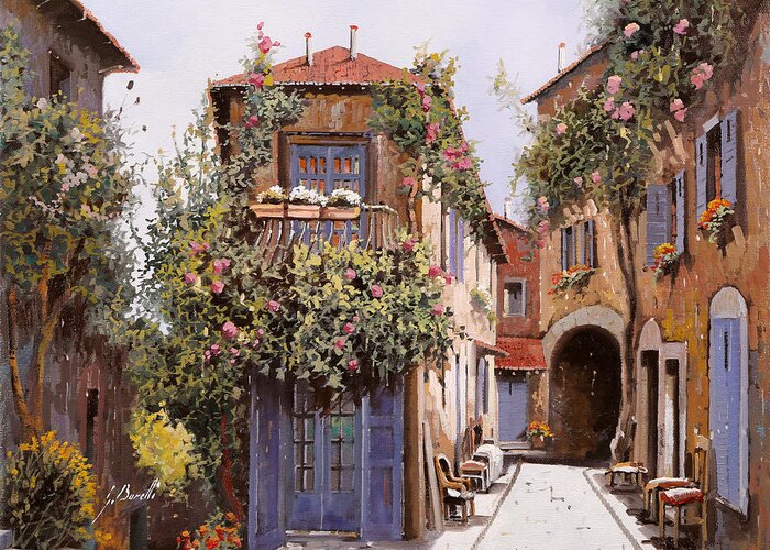 Cagnes Greeting Card featuring the painting salitella a Cagnes by Guido Borelli