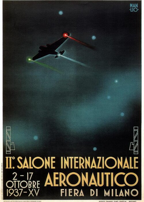 International Greeting Card featuring the mixed media Salone Internazionale Aeronautico, Paris - Airshow - Retro Exhibition Poster - Vintage Poster by Studio Grafiikka
