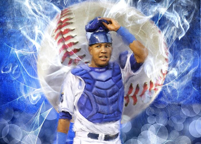 Salvie Greeting Card featuring the painting Salvy the MVP by Colleen Taylor