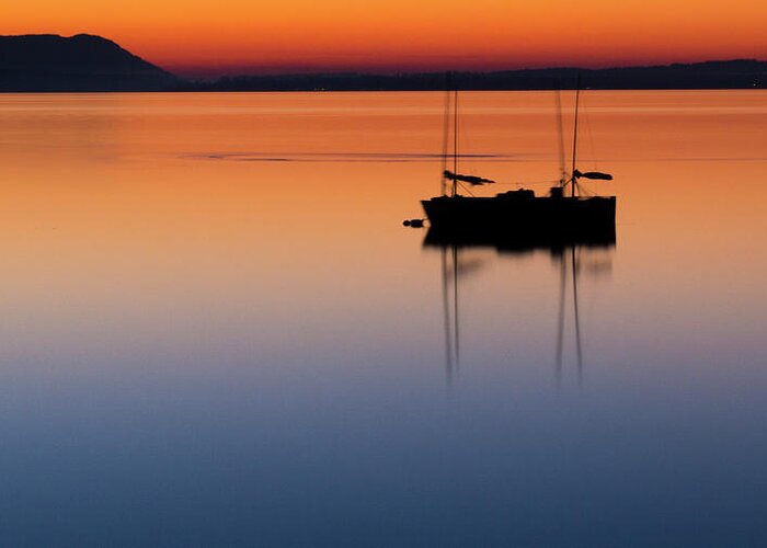 Sunset Greeting Card featuring the photograph Samish Sea Sunset by Tony Locke