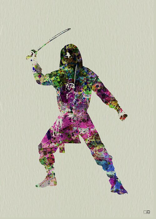 Ninja Greeting Card featuring the painting Samurai with a sword by Naxart Studio