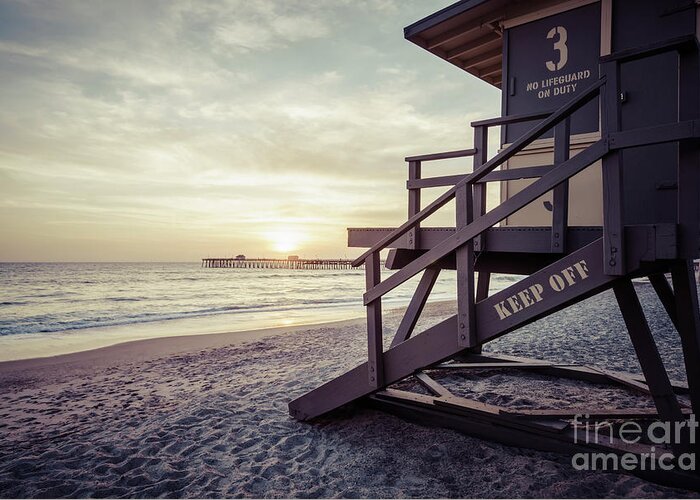 2017 Greeting Card featuring the photograph San Clemente Lifeguard Tower 3 Sunset Picture by Paul Velgos