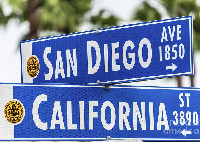 California St Greeting Card featuring the photograph San Diego and California Street Sign by David Levin