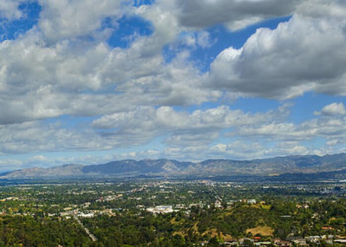 San Fernando Valley Greeting Card featuring the photograph San Fernando Valley Panorama by David Zanzinger