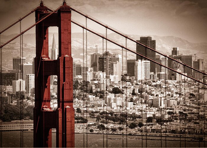 Golden Gate Greeting Card featuring the photograph San Francisco through the Bridge by Matt Trimble