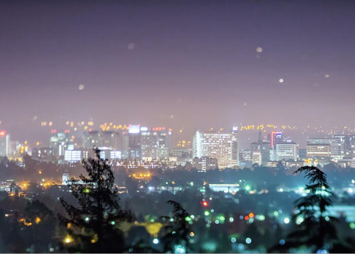Lights Greeting Card featuring the photograph San Jose California City Lights Early Morning by Alex Grichenko