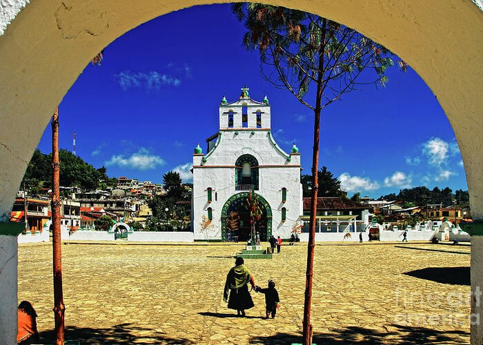 Chamula Greeting Card featuring the photograph San Juan Chamula Church in Chiapas, Mexico by Sam Antonio