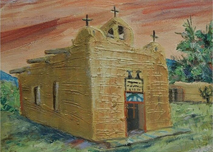 Church Greeting Card featuring the painting San Juan de los Lagos - SOLD by Judith Espinoza