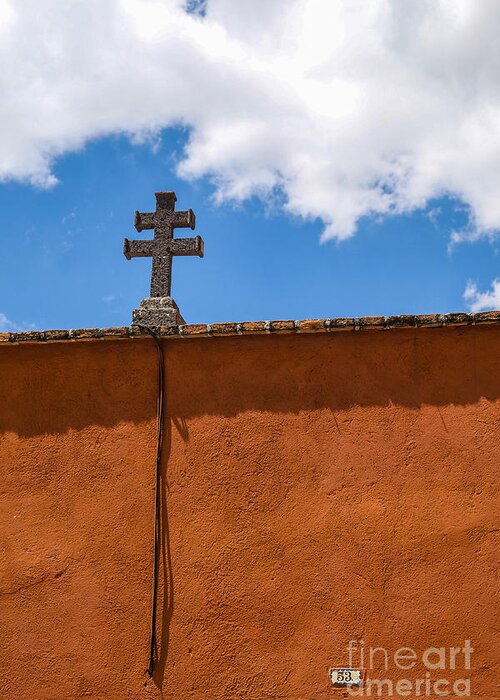 Cross Greeting Card featuring the photograph San Miguel - Warmer Than a Chimney by Amy Fearn
