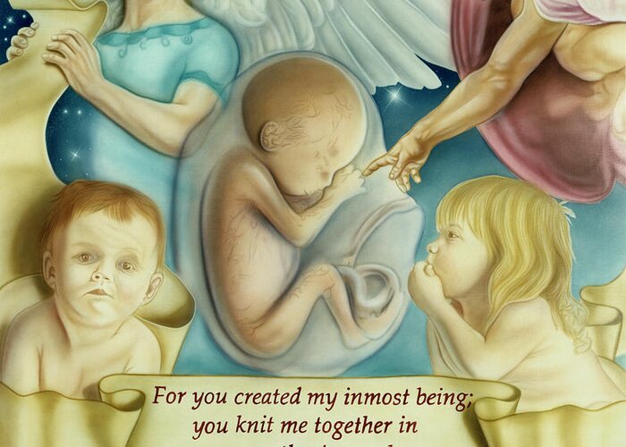 Prolife Greeting Card featuring the painting Sanctity Of Life by Rich Milo