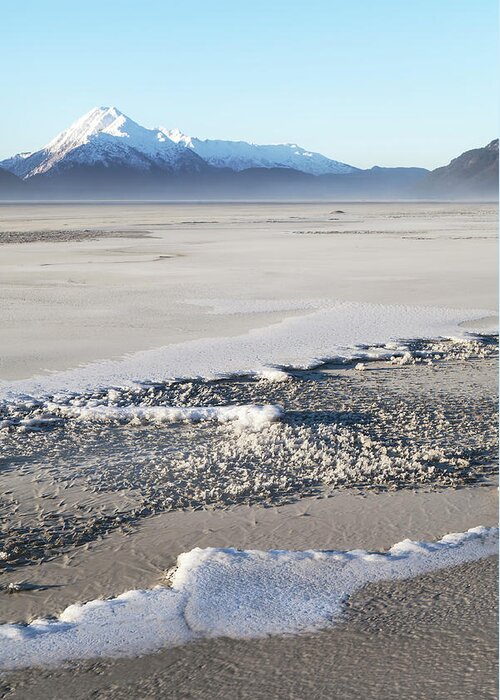 Chilkat River Greeting Card featuring the photograph Sand and snow in Southeast Alaska by Michele Cornelius