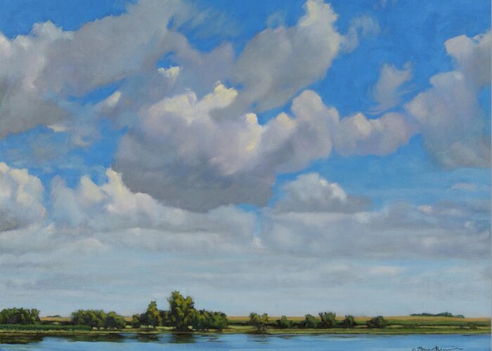 Landscape Painting Greeting Card featuring the painting Sandbar Slough July Skies by Bruce Morrison