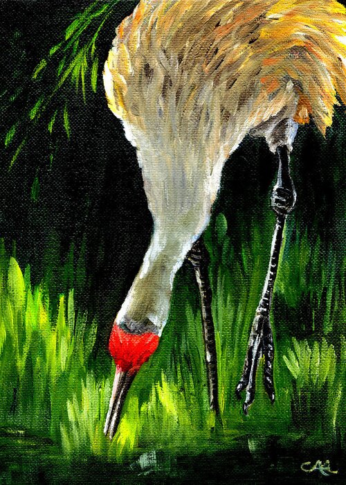 Bird Greeting Card featuring the painting Sandhill Crane by Carol Allen Anfinsen