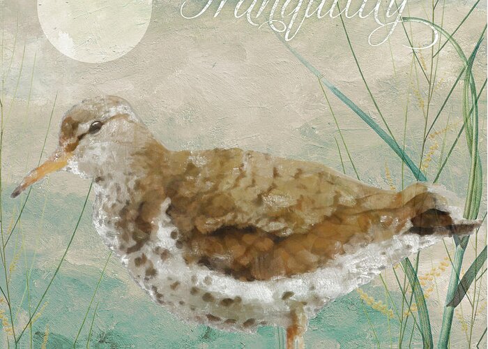Sandpiper Under The Moon Greeting Card featuring the painting Sandpiper II by Mindy Sommers