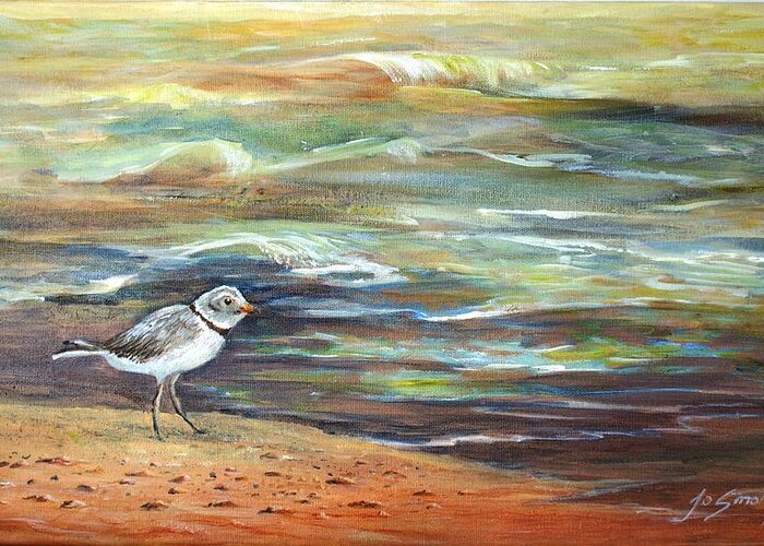 Sandpiper Greeting Card featuring the painting Sandpiper by Jo Smoley
