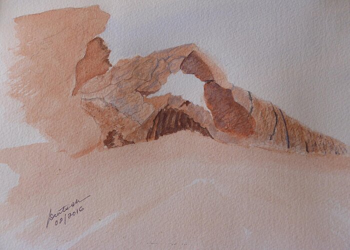 Eastern Nevada State Parks Greeting Card featuring the painting Sandstone Arch - Valley of Fire by Joel Deutsch
