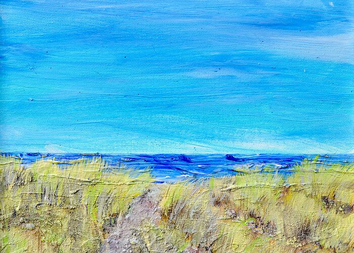 Sand Greeting Card featuring the painting Sandy Dunes by Regina Valluzzi