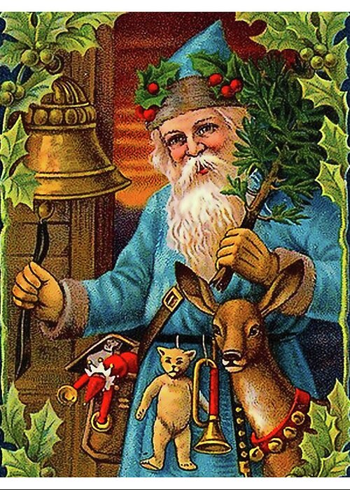 Santa Claus Greeting Card featuring the painting Santa Claus ringing a bell by Long Shot