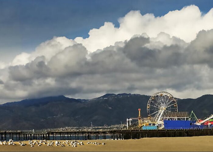 Santa Monica Greeting Card featuring the photograph Santa Monica Pier Pan by Joe Palermo