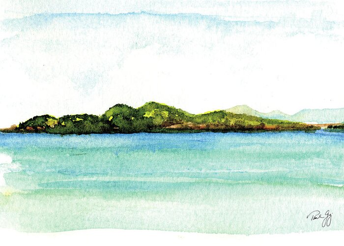 St. Thomas Greeting Card featuring the painting Sapphire Bay 2 by Paul Gaj