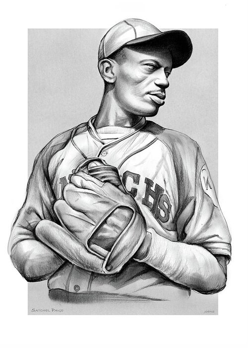 Satchel Paige Greeting Card featuring the drawing Satchel Paige by Greg Joens