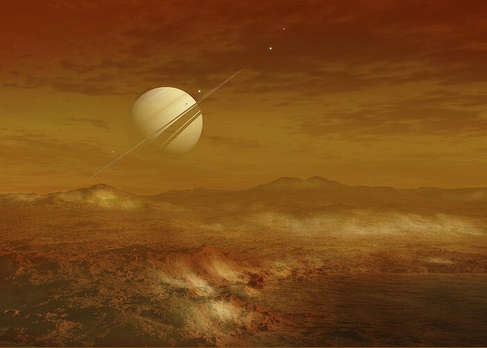 Saturn Greeting Card featuring the digital art Saturn Above The Thick Atmosphere by Fahad Sulehria