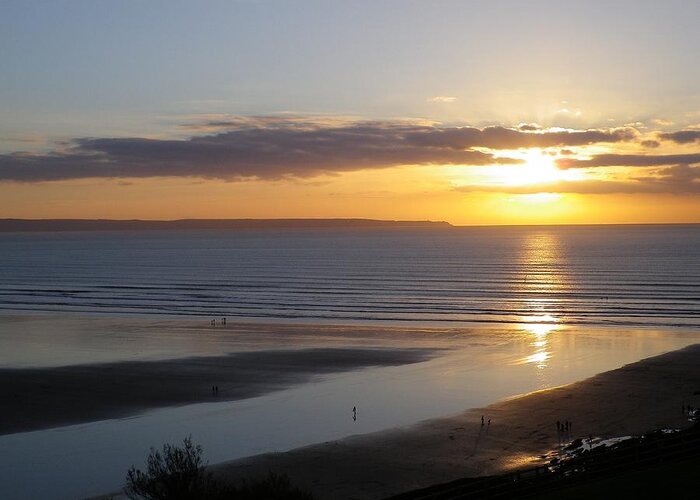 Sunset Greeting Card featuring the photograph Saunton Sands Sunset by Richard Brookes
