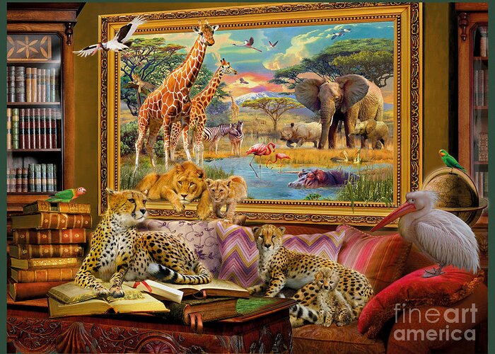 Africa Greeting Card featuring the digital art Savannah coming to life by MGL Meiklejohn Graphics Licensing