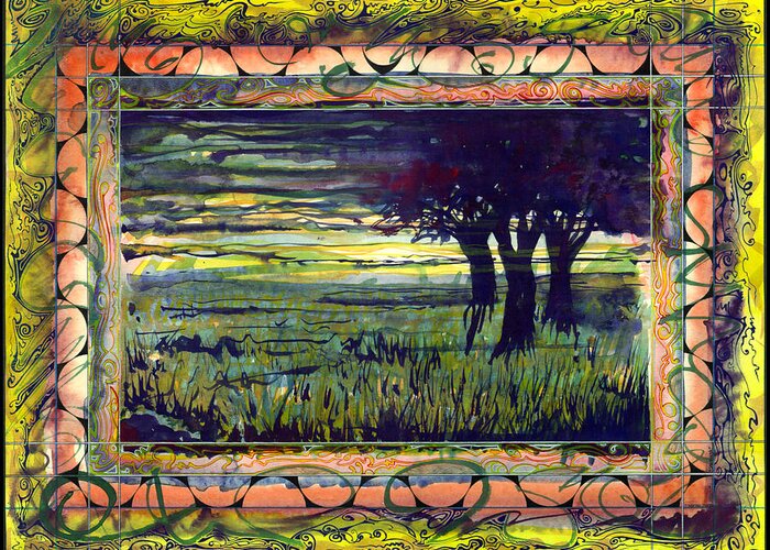 Abstract Greeting Card featuring the painting Savannah by Tom Hefko