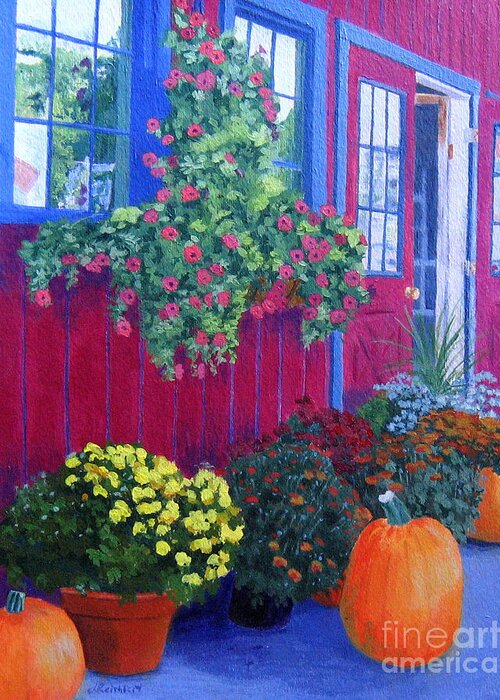 Acrylic Greeting Card featuring the painting Savickis Market by Lynne Reichhart