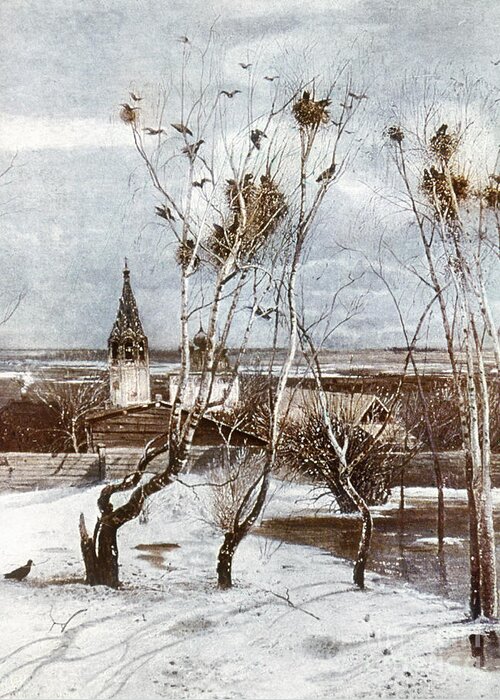 19th Century Greeting Card featuring the painting Savrasov: Ravens, 1871 by Granger
